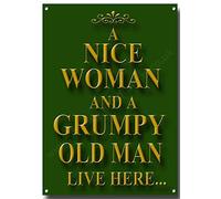 Yelacaay A Nice Woman And Grumpy Old Man Live Here Metal Sign Wall Decores Metal Sign Plaque Poster 8X12 Inch