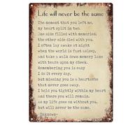 Yelacaay Life Will Never Be The Same Poem Wall Art Metal Poster In Loving Memory Great For Memorial Room Living Room Or Hallway Metal Sign Plaque Poster 8X12 Inch