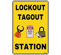 Yelacaay Lockout Tagout Station Safety Sign Metal Sign Metal Sign Plaque Poster 8X12 Inch