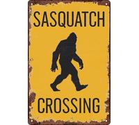 Yelacaay Sasquatch Crossing Sheet Retro Decor Signs Wall Decorations Wall Art Poster Plaques Metal Sign Plaque Poster 8X12 Inch