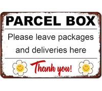 Yelacaay Tin Signs Parcel Box Please Leave Packages And Deliveries Here Warning Sign For Home Bar Pub Club Cafe Room Garage Man Cave Metal Sign Plaque Poster 8X12 Inch