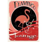 Yelacecca Flamingo Lounge Metal Sign Vintage Metal Tin Sign 8X12 Inches