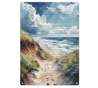 Yelacecca Footprints In The Sand Poem Wall Art Inspirational Christian Metal Sign Bible Verse Home Or Office Decor Metal Sign Plaque Poster 8X12 Inches