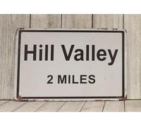 Yelacecca Hill Valley 2 Miles Ton Metal Road Sign Replica Movie Prop Retro Metal Sign Tin Sign 8X12 Inches