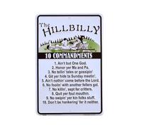 Yelacecca Hillbilly 10 Commandments Funny Sign Religious Christian Tin Wall Art Home Decor Metal Sign Plaque Poster 8X12 Inches