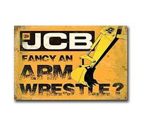Yelacecca Jcb Arm Wrestle Digger Excavator Vintage Retro Tin Sign Metal Sign Tin Sign 7.8X11.8 Inch