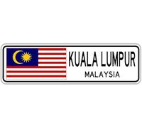 Yelacecca Kuala Lumpur, Malaysia Street Sign Malaysian Flag City Country Road Wall Gift Street Sign 4x16 inches