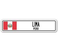 Yelacecca LIMA PERU Street Sign Peruvian flag city country road wall Outdoor Street Sign/Subway Sign 4x16 inch