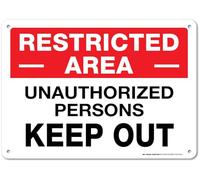 Yelacecca Metal Road Sign Restricted Area Unauthorized Persons Keep Out Sign 12 X 8 Inch Outdoor Signage