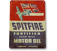 Yelacecca New Metal Sign Aluminum Sign Spitfire Motor Oil Gas Oil Garage Auto Shop Rustic Decor Metal Sign 8 X 12 Inch