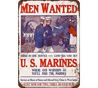Yelacecca New Tin Sign Aluminum Retro 1914 Hombres Wanted Para U.S. Marines Metal Sign 8 X 12 Inch