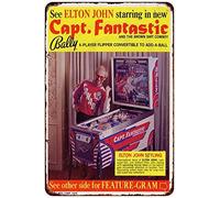 Yelacecca New Tin Sign Aluminum Retro 1976 Elton John Bally Pinball Vintage Metal Sign 8 X 12 Inch