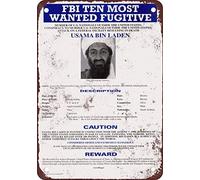 Yelacecca New Tin Sign Aluminum Retro 2001 Osama Bin Laden Wanted Poster Vintage Metal Sign 8 X 12 Inch