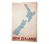 Yelacecca New Tin Sign Aluminum Retro Trip Map Of New Zealand Metal Sign 8 X 12 Inch