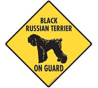 Yelacecca New Tin Sign Warning! Black Russian Terrier On Guard Aluminum Dog Square/Round Metal Sign 12x12 inch