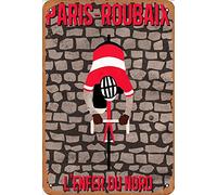 Yelacecca Paris Roubaix L'Enfer Du Nord Bicycle Aluminum Sign For Home Coffee Wall Decor Funny Vintage Metal Sign Poster 8X12 Inches