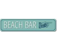Yelacecca Pointing Hand Sign, Beach Bar Decor, Beach Bar Gift Aluminum Sign 258 Metal Signs 40x10 cm