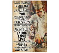 Yelacecca Retro Style Metal Sign Chef Art Today Id A Good Day To Have A Great Day To Smile More Worry Less Metal Funny Retro Mural Vintage Metal Sign Poster 8X12 Inches
