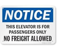 Yelacecca Smartsign Notice - This Elevator Is For Passengers Only, No Freight Allowed... Metal Sign Plaque Poster 8X12 Inches