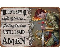 Yelacecca The Devil Saw Me With My Head Down And Thought He¡¯D Won Until I Said Amen Posternoveltyfarm Cottage Wall Decor Funny Vintage Metal Sign Poster 8X12 Inches