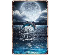 Yelacecca The Dolphin Couple Jumping Under Thedecorationdecor Aluminum Sign Wall Art Poster For Bathroom Home Party Funny Vintage Metal Sign Poster 8X12 Inches