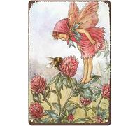 Yelacecca The Red Clover Fairy Flower Fairigarden Ative Country Home Funny Vintage Metal Sign Poster 8X12 Inches