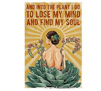 Yelacecca Tin Funny Bathroom And Into The Garden I Go To Lose My Mind And Find My Soulgirl Pot Headgirl Gardeninggardening Giftfor House Funny Vintage Metal Sign Poster 8X12 Inches