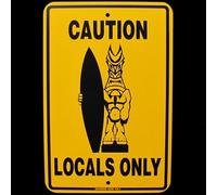 Yelacecca Tin Tiki God Caution Locals Only Beach Warning Sign Bar/Pub/Surf Shop Wall Decor Metal Sign Plaque Poster 8X12 Inches