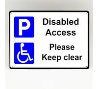 Yelaceccb New Metal Street Sign Disabled Access Metal Sign Please Keep Clear Blue Badge Driveway Reserved Space 8X12 Inches