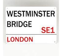 Yelaceccb Westminster Bridge Metal Sign London Street Novelty Retro Wall Plaque Vintage Street Sign 8X12 Inches