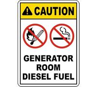 YelaceSing Caution Generator Room Diesel Fuel Wall Decor Metal Sign Plaque Poster 8X12 Inches