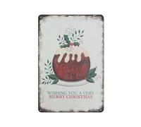 YelaceSing Christmas Pudding Poster Festive Holiday Botanical Xmas Art Card Metal Sign Plaque Poster 8X12 Inch