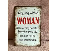 YelaceSing Funny Metal Sign Arguing With A Woman Wall Art Coffee Tin Signs Vintage Kitchen Wall Decor Metal Sign Plaque Poster 8X12 Inches