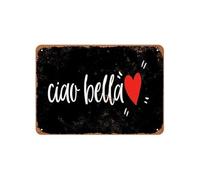 YelaceSing Look Ciao Bella (Black Background) Metal Sign Plaque Poster 8X12 Inches