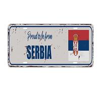 YelaceSing Serbia Flag Vanity License Plates Proud to Be from Serbia Decorative Car Front License Plate National Flag Country Souvenir Vintage License Plate New Car Gift to Women Men 8×12 INCH