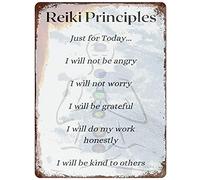 YelaceSing Tin Signs Reiki Principles Just For Today Metal Iron Pain G Retro Poster Sign Vintage Wall Decor Poster Metal Plaque Sheet Metal Sign Plaque Poster 8X12 Inches