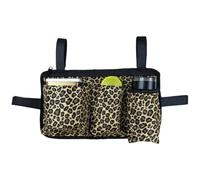 YELAIYEHAO Walker Bag, Multi Pockets Folding Walker Basket Tote Bag with Cup Holder, Hand-Free Carry Pouch Storage Bag for Universal Walkers, Large Capacity Organizer (Leopard Print, 13.8X8.1 INCH)