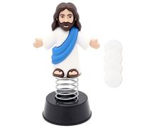 Yelakey Dashboard Jesus Dancer Blue Jesus Bobblehead with Open Arms Smile face Car Accessory with Sticky Pad for Christian Drivers Religious Believers Home Decoration