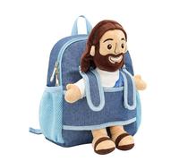 Yelakey Jesus Toddler Backpack Jesus Plush Bag with Take-Along Toy for Boys Kids Backpacks for Girls Travel Birthday Gifts, Blue, Mini, Jesus