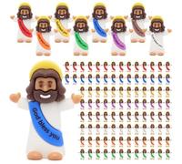 Yelakey Mini Jesus Figures 100pcs Little Tiny Jesus Figurines in Bulk Classic Religious Christ Savior Jesus Decor for Baptism Sunday Easter Egg Stuffers Brown
