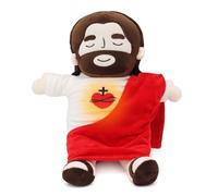 Yelakey Officially Jesus Plush Breathing Soothing Jesus Stuffed Animal Heart of Jesus Toy Savior Doll for Church Sunday School Religious Easter Gift for Kids (Red)