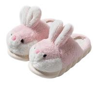 YELAN Women's Slippers Animal rabbit for slippers Cute Plush Slippers Men Cosy Home Warm Winter Cotton Slippers (Pink, Adult, Women, 3, Numeric Range, UK Footwear Size System, 4, Medium)