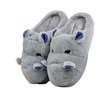 YELAN Women's Slippers Hippo Slippers Animal Slippers Cute Winter Home Slippers Men Cosy Plush Cotton Slippers (Grey, Adult, Women, 8, Numeric Range, UK Footwear Size System, 9, Medium)