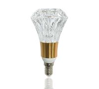 YELANGU Acrylic Crystal Bulb 5W Edison Screw Light 85-265V, 3000K Warm Light, E14 Base Professional Decorative lamp (1 Count E14-B009)