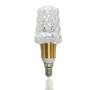 YELANGU Acrylic Crystal Bulb 5W Edison Screw Light 85-265V, 6000K White Light, E14 Base Professional Decorative lamp (1 Count E14-B014)