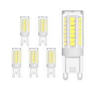 YELANGU G9 LED Bulb Dimmable 5W, 40 Watt T4 G9 Halogen Equivalent, 6000k Daylight White, 220-240V No-Flicker, Ceramic Bi-Pin Base,450 Lumen 360°Beam Angle, G9 Light Bulbs for Chandelier(6 Pack)