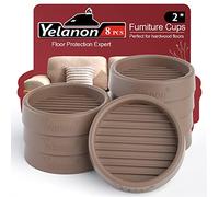 Yelanon Furniture Coasters - 8 Pcs 2”Round Furniture Caster Cups Non Slip Pads Hardwoods Floors Non Skid Grippers Rubber Furniture Feet Anti Slide Floor Protector for Bed Couch Stoppers Brown