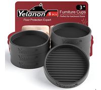 Yelanon Furniture Coasters - 8 Pcs 3”Round Furniture Caster Cups Non Slip Pads Hardwoods Floors Non Skid Grippers Rubber Furniture Feet Anti Slide Floor Protector for Bed Couch Stoppers Black