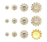 YELARXI 100Pcs 8/10/12/14mm Sew on Flower Rhinestones Crystal Glass Gems, Flatback Claw with Metal Base Crystals for Sewing Clothes Shoes Jewelry Belt Accessories, White
