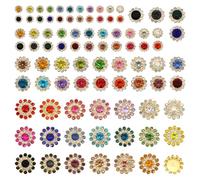 YELARXI 100Pcs 8/10/12/14mm Sew on Flower Rhinestones Crystal Glass Gems, Flatback Claw with Metal Base Crystals for Sewing Clothes Shoes Jewelry Belt Accessories, Mixed Colors